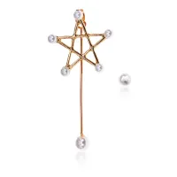 Асимметричные серьги Пентаграмма с искусственным жемчугом SE247