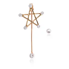 Асимметричные серьги Пентаграмма с искусственным жемчугом SE247