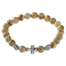 Браслет Спаси и сохрани с натамнем Коричневая яшма