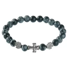 Браслет Спаси и сохрани с натамнем Обсидиан BSVE1-14