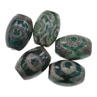 Тибетская бусина Дзи 3 глаза, нат. агат, 1 шт., ~14х10мм BDZA-024