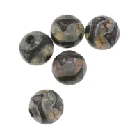 Тибетская бусина Дзи Клык Тигра, нат.агат, 1 шт., d.8мм BDZA-025-02