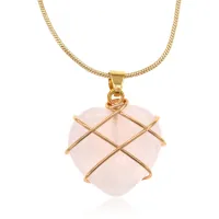 Кулон Сердце, 2х2см, розовый кварц BJK414