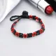 Браслет из бисера, цвет черный / красный BS732-01