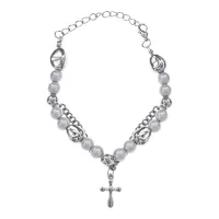 Браслет Крест со светоотражающими бусинами, 24см BS740