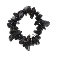 Кольцо, 7мм, черный агат KL516-09