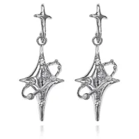 Серьги Две звезды со стразами, 4,5х1,5х1см SE273