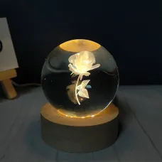 3D-светильник хрустальный шар Роза на подставке WS008-08