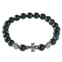 Браслет Спаси и сохрани с натамнем Черный агат