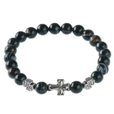 Браслет Спаси и сохрани с натамнем Черный агат