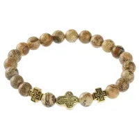 Браслет Спаси и сохрани с натамнем Коричневая яшма