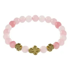 Браслет Спаси и сохрани с натамнем Розовый кварц BSVE2-15