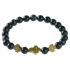 Браслет Спаси и сохрани с натуральным Черный агат BSVE2-23