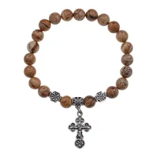 Браслет Спаси и сохрани с натамнем Коричневая яшма BSVE3-07