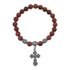 Браслет Спаси и сохрани с синтами Коричневый авантюрин BSVE3-08