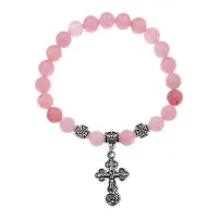 Браслет Спаси и сохрани с натамнем Розовый кварц BSVE3-15