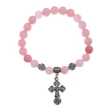 Браслет Спаси и сохрани с натамнем Розовый кварц BSVE3-15