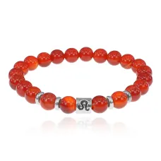 Браслет Знаки Зодиака - Лев с натамнем Сердолик 8мм
