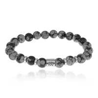 Браслет Знаки Зодиака - Водолей с натуральным Обсидианом 8мм BSZE01-11