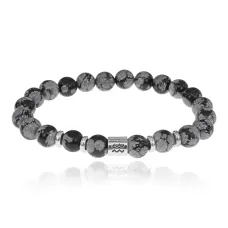 Браслет Знаки Зодиака - Водолей с натуральным Обсидианом 8мм BSZE01-11
