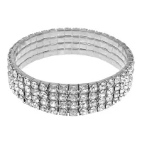 Браслет со стразами, цвет серебряный, 1,5см BS784-01