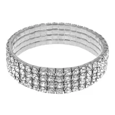 Браслет со стразами, цвет серебряный, 1,5см BS784-01