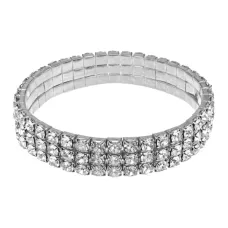 Браслет со стразами, цвет серебряный, 1 см BS784-03