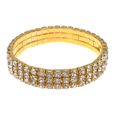 Браслет со стразами, цвет золотой, 1см BS784-04