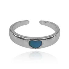 Светящееся в темноте безразмерное кольцо Сердце, цвет голубой KL471-01