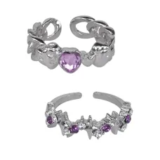 Парные безразмерные кольца со стразами KL525-01