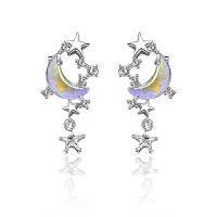 Серьги Звезды и месяц, 3,5х1,5х1см SE284