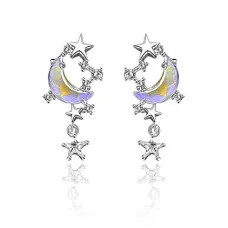 Серьги Звезды и месяц, 3,5х1,5х1см SE284