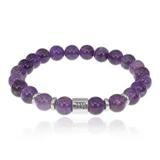 Браслет Знаки Зодиака - Дева с натуральным Аметистом 8 мм