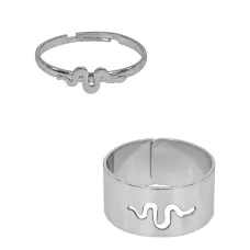 Безразмерные парные кольца Змея, цвет серебряный KL526-02