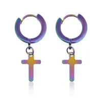 Серьги Крест, 30х7,5х13мм, разноцветные SE223-01