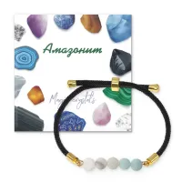 Браслет с Амазонитом на черном шнуре BSF1-04
