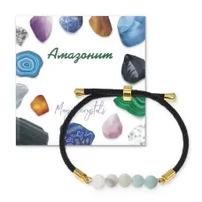 Браслет с Амазонитом на черном шнуре BSF1-04