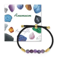 Браслет с аметистом на черном шнуре BSF1-05