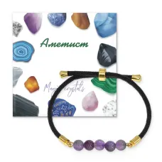 Браслет с аметистом на черном шнуре BSF1-05