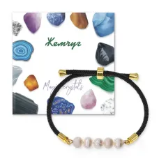 Браслет с жемчугом натуральным речным на черном шнуре BSF1-07