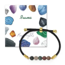 Браслет с Яшмой зеленой на черном шнуре BSF1-24