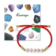 Браслет с жемчугом натуральным речным на красном шнуре BSF2-07