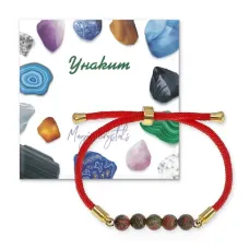 Браслет с Унакитом на красном шнуре BSF2-21