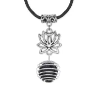 Амулет Лотос с нат.камнем Лава MKA-4001-05