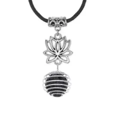 Амулет Лотос с нат.камнем Лава MKA-4001-05