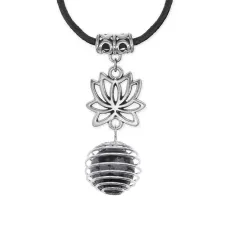 Амулет Лотос с нат.камнем Снежный обсидиан MKA-4001-14