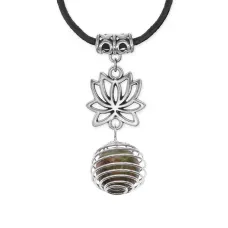 Амулет Лотос с нат.камнем Унакит MKA-4001-17