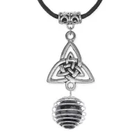 Амулет Трикветр с нат.камнем Снежный обсидиан MKA-4002-14