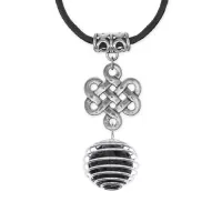 Амулет Бесконечный узел с нат.камнем Лава MKA-4003-05