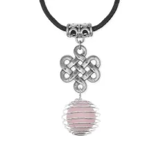 Амулет Бесконечный узел с нат.камнем Розовый кварц MKA-4003-12